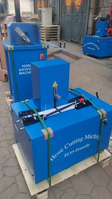 Mesin pemotong selang karet listrik dan mesin skiving dengan 4 lapisan dan kontrol tombol lanjutan 2 inci 6-51mm Biru