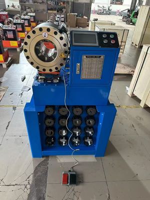 Mesin crimping selang hidrolik tekanan tinggi 38mm pembukaan cepat p38 1,5 inci dari 6-38mm dengan 8 dies warna biru