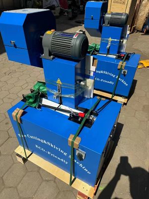 Harga yang bagus 105 Kg 6-51mm Blue Skiving 4 Lapisan Mesin Pemotong Selang Karet Listrik Dengan Kontrol Tombol Canggih Dan Ramah Pengguna on line