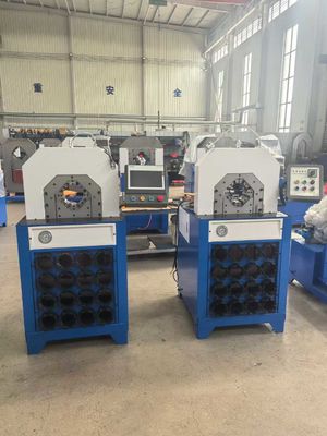Harga yang bagus 2&3 Inch Button Control Systerm 5.5kw/7.5kw 300 Piece/H Dengan Cepat Mengubah Cetakan Alat Mesin Crimping Selang Hidraulik on line