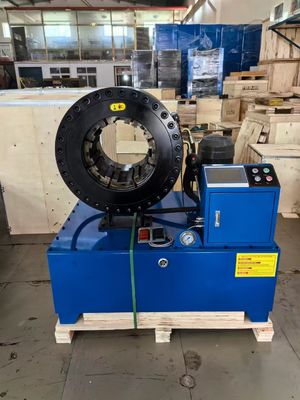 4 Inch 16 Dies PLC Control System / CNC / Button Biru Warna Dari 6-102mm Hydraulic Rubber Hose Crimping Machine Ukuran 850*530*980 Mm