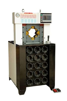 Super Ketebalan 3 inci Dengan 15 Dies 6-76mm Hitam Warna AC Hose Crimping Mesin Dengan Alat Cetakan Perubahan Cepat menahan Kekuatan Crimping Lebih Cepat 650T Hydraulic Hose Crimper