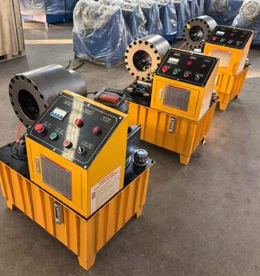 Harga yang bagus Mesin Crimping Selang Hidrolik Warna Kuning Desain Khusus DX68 dengan Tekanan Pompa Oli 31,5Mpa Pilihan Tegangan 220v/240v/380v/415v dan Daya Motor 3KW/4KW on line