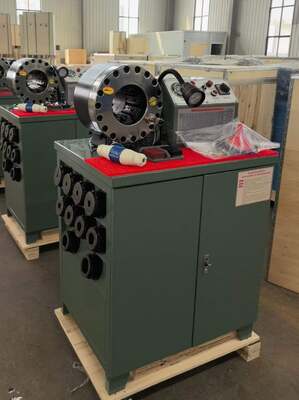 Harga yang bagus Mesin Crimping Selang Karet 2 Inci 600T Model Lebih Tinggi Warna Hijau Tegangan 220V/240V/380V/415V dengan Rentang 6-51Mm dan 10 Cetakan yang Dapat Dipertukarkan on line