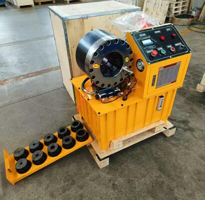 Harga yang bagus 6-51mm 10 Dies Desain Khusus Mesin Crimping Selang Hidrolik Warna Kuning Dengan Tekanan Pompa Oli 31,5Mpa Pilihan Tegangan 220v/240v/380v/415v Dan Tenaga Motor 3KW/4KW on line